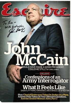 John McCain U.S. Senator Original Signed Autograph Esquire Magazine Cover Page