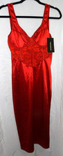PRETTY LITTLE THING Satin RED Lacey BUSTIER Fitted Mid-Length DRESS Size 10 NEW