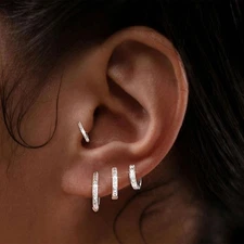 Juego Aretes Pequeños Aro De Plata Múltiples Piercings Para Cartílago Mujeres