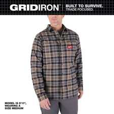Milwaukee Men's Large Gray GRIDIRON Flannel Shirt