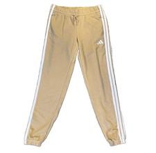 Adidas Women's 3-Stripe French Terry Cuffed Pant- Size Medium Tan White