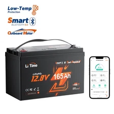 LiTime 12V 165Ah Dual Purpose Bluetooth LiFePO4 Lithium Battery 1200 CCA Marine