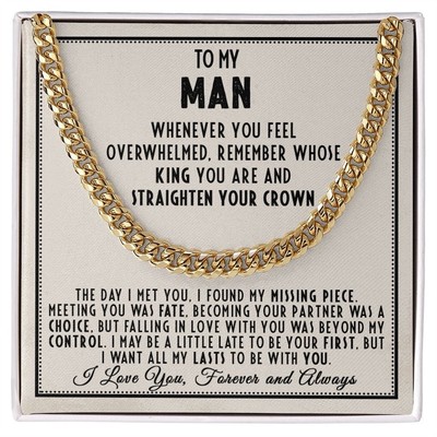 To My Man Cuban Link Necklace anniversary birthday valentine's day gift for him