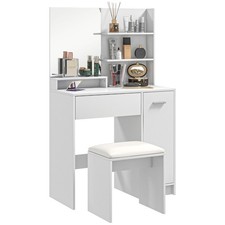 HOMCOM Dressing Table with Mirror and Stool, Makeup Desk for Bedroom Refurbished