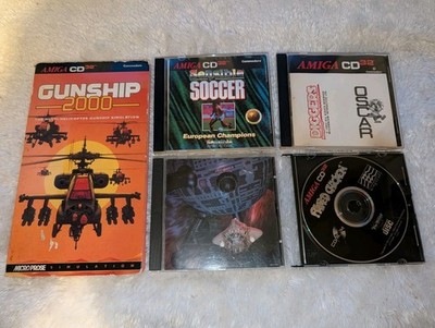 6x Amiga CD32 Spiele (Gunship 2000, Microcosm, Sensible Soccer, Oscar, Diggers)