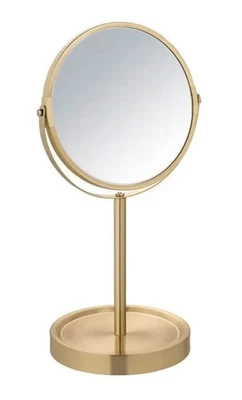 Standspiegel Mod. Alata Gold matt, Ø 17 cm, mit 3-fach Vergrößerung - Bild 1 von 2