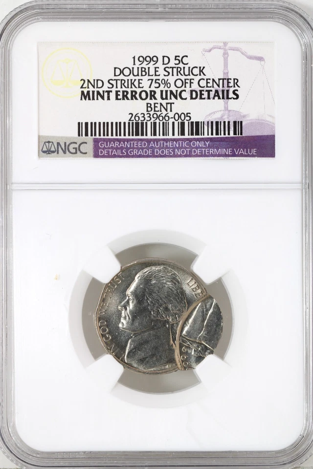 Double Struck Jefferson Nickel with Second Strike 75% Off Center (Very Cool!) - Image 3 of 4