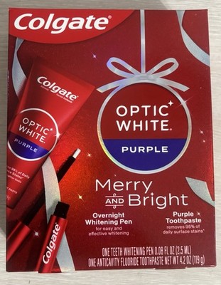Colgate Optic White Overnight Whitening Pen + Purple Toothpaste Set Exp 10/26