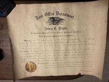 1904 POST OFFICE DEPT POSTMASTER BRENTWOOD TENNESSEE HILERY CROCKETT 16" BY 20"