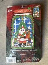 New Vtg 2002 Bucilla Christmas Jewel Wall Hanging 84685 Santa Felt 16 x 25"