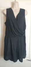 Ladies Black Sheer V Neck Wrap Sleeveless Playsuit