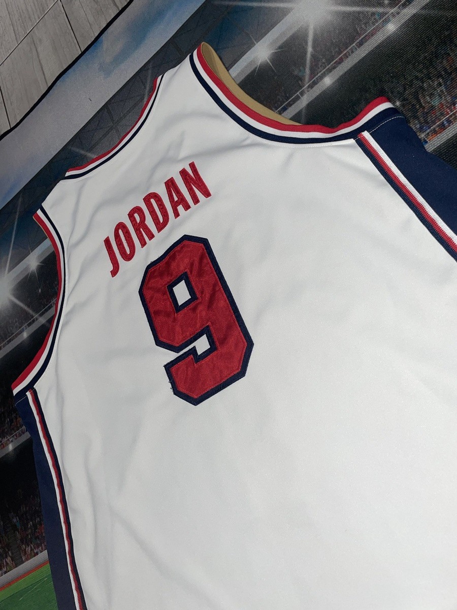 Vintage USA Nike Michael Jordan #9 Dream Team White Jersey Sz 2XL
