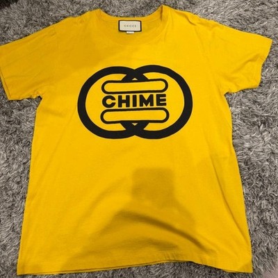 Near Mint GUCCI Chime My Body My Choice Logo T-Shirt Yellow Size M