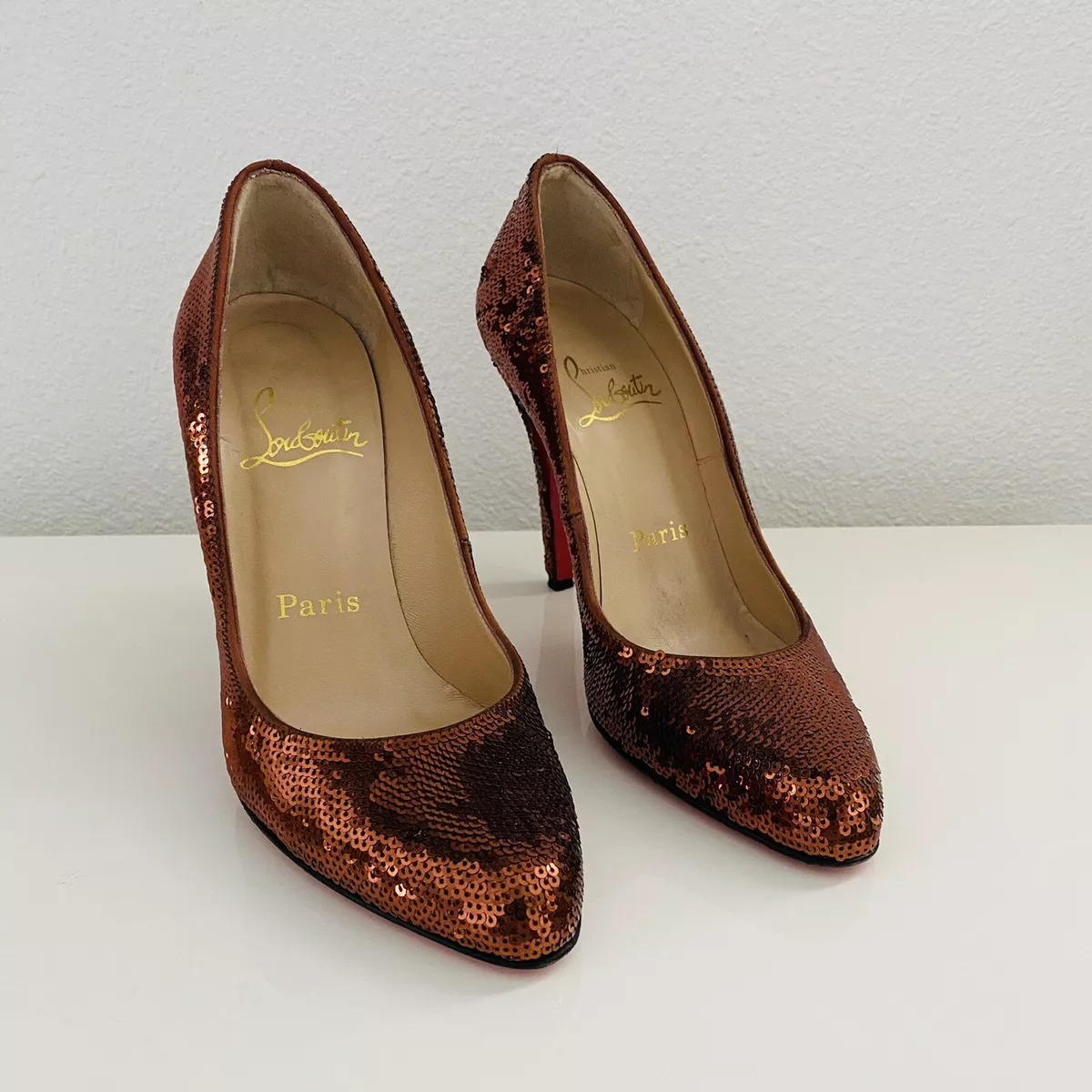 Christian Louboutin Decollete Paillettes Sequin Rosa size 36.5 US