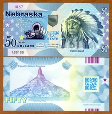 USA States, Nebraska, $50, Polymer, ND (2019), UNC Chief Red Cloud