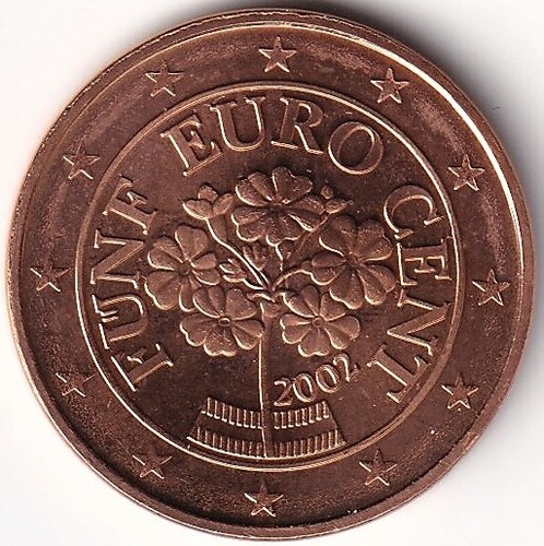 Rotolo di monete - moneta da 50 x 5 centesimi Austria - 2002 - "Primula alpina" - Foto 2 di 3