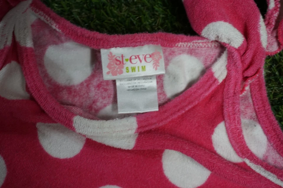 Vestido St.Eve Niña Natación Playa Cubrir Talla 7 Rosa Blanco Lunares Foto 3 de 4