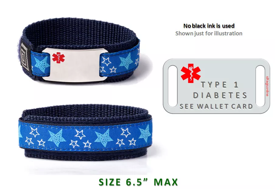 TYPE 1 DIABETES Sport Medical Alert ID Bracelet. Free medical