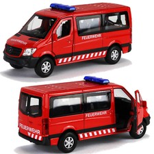 Feuerwehr Sprinter Mercedes Benz MTW Transporter Modellauto Welly rot 12cm