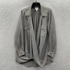 DIANE GILMAN Blouse Womens Medium Top Long Sleeve DG2 Gray*