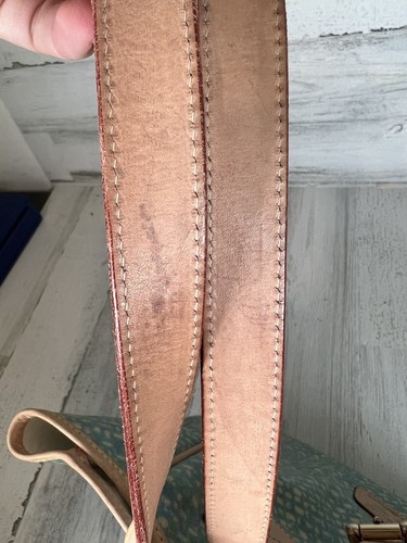 Dooney and Bourke Tote Shoulder Bag Blue and Green Pattern Canvas And Leather - Picture 7 of 16