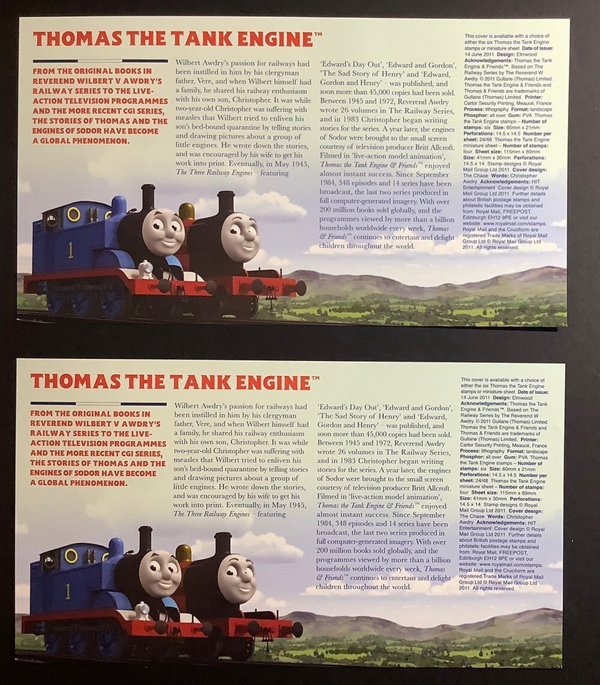 GB Thomas The Tank Engine First Day Covers Both With Inserts Box Corsham Photos eBay