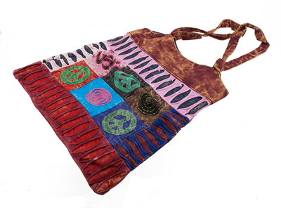 Sac Besace Hippie Baba Cool - Motif Scarabée Khepri - Fabriqué Au Népal