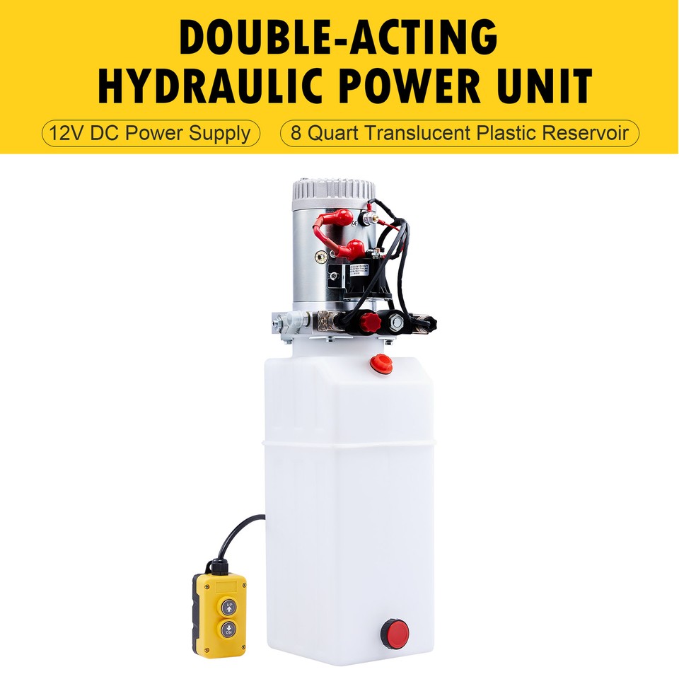 Double Acting 12V 8 Quart Hydraulic Pump for Tailgate Wheelchair and