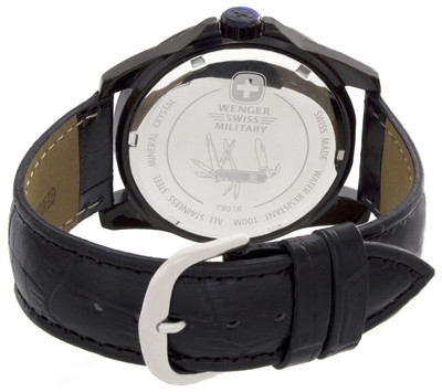 Wenger Charcoal Dial Black Leather Strap Quartz Watch 79016 | eBay