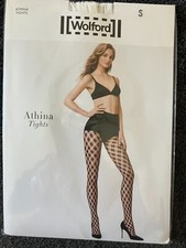 Wonderful Wolford ATHENA WIDE NET Tights WHITE Small S