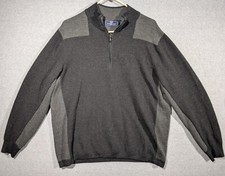 Vineyard Vines Sweater Charcoal Gray Mens Large Wool Polyester 1/4 Zip Pullover