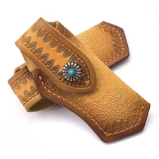 Brown Leather Pocket Folding Knife Sheath Holster 