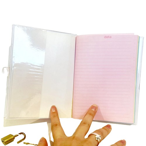 Vintage 1980s 90s Puffy Cover Diary Notebook Balloons Multicolour Paper Lock Fun - Picture 5 of 6