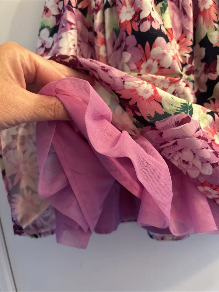 Hermoso Vestido de Fiesta Gymboree Niñas Pequeñas 100% Seda Niñas Talla 5 Flor Púrpura Foto 4 de 4