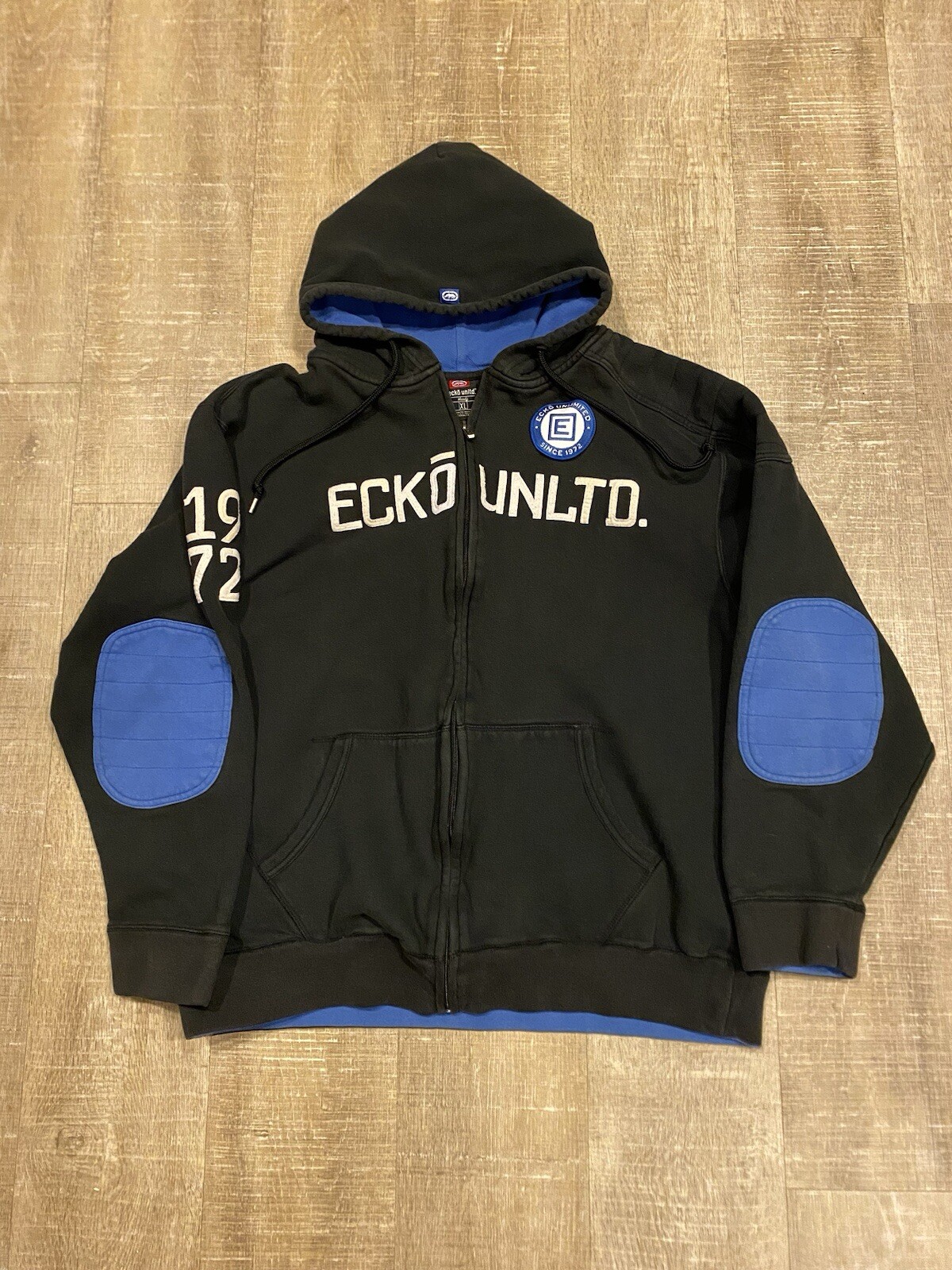 Vintage Ecko Unltd Full Zip Hoodie Sweater Spellout Rhino Y2K Streetwear Size XL
