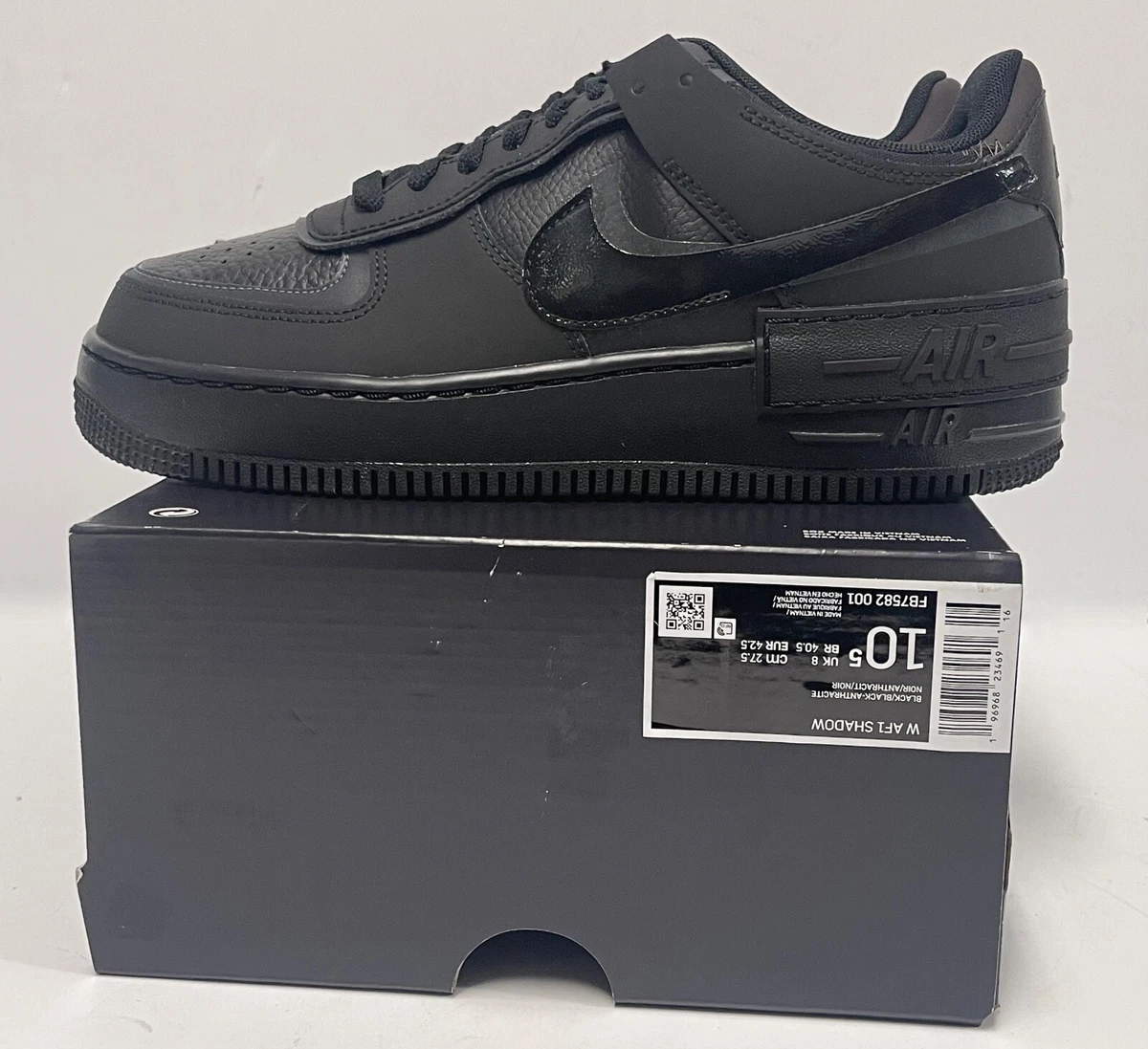 Nike Air Force 1 Shadow Triple Black W for sale - eBay