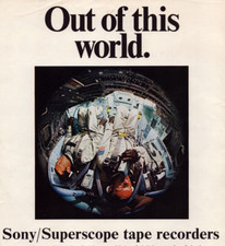 Sony Superscope Tape Recorder Astronauts Outer Space Vintage Print Ad 1970