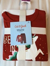 Cat  Jack Size 18M -2T Unicorn Re Christmas Pajamas 2 Piece Set Girls Sleepwear
