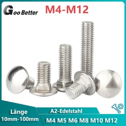 10x Schlossschrauben DIN 603 M10x120mm - Edelstahl A2 Flachrundkopf