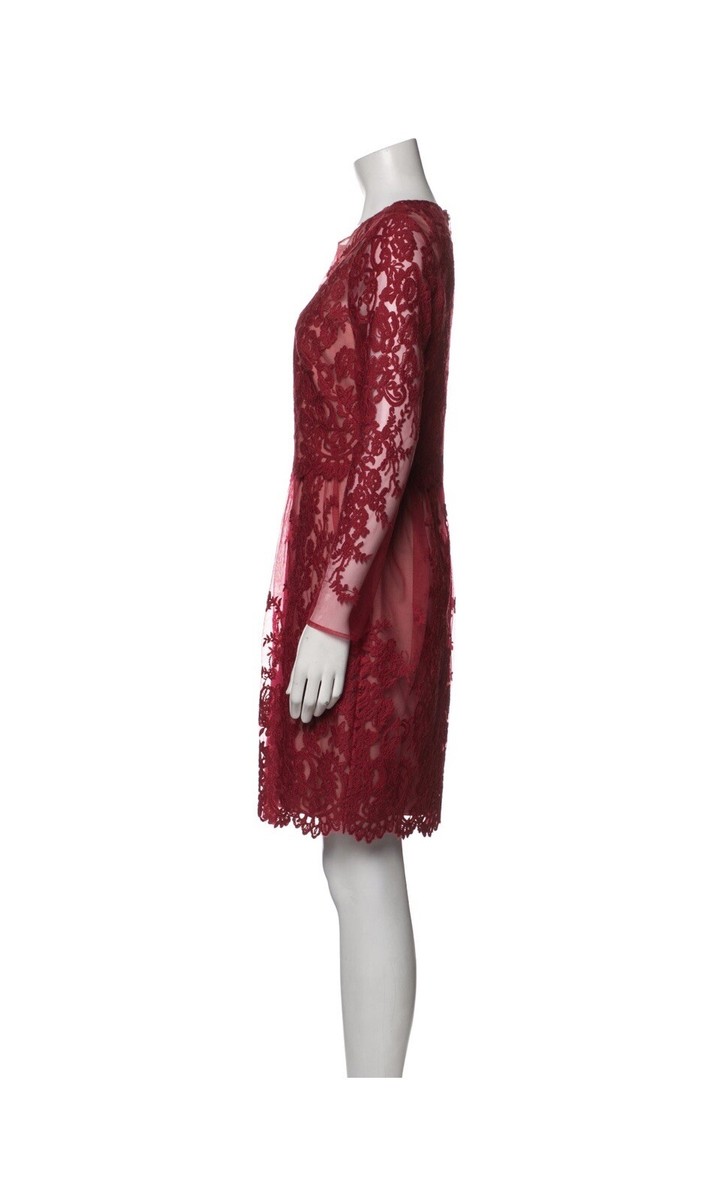 $825 NEW Marchesa Notte Lace Dress Burgundy Red US6 | eBay