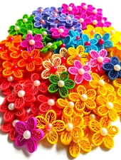 X 50 Paper quilling flowers Made Using a Comb/ Handmade Greetings cards,NEW