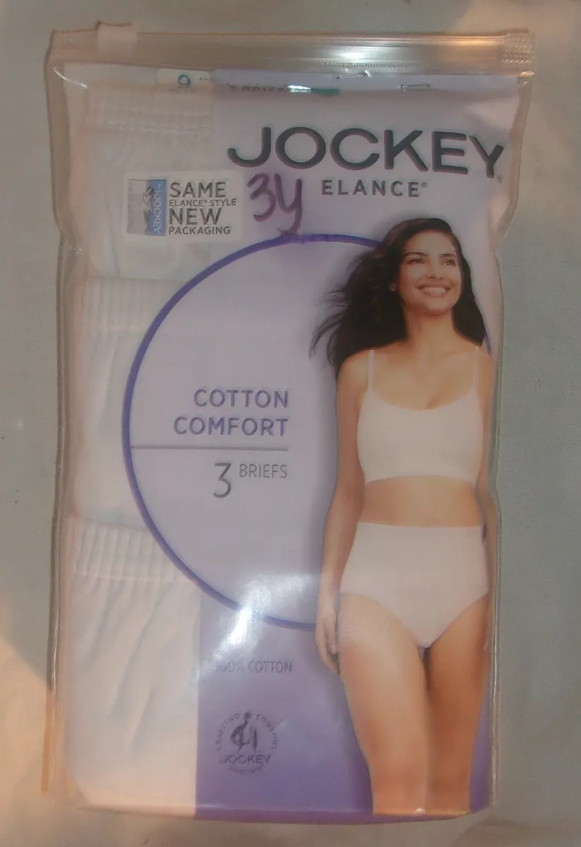 JOCKEY ELANCE WHITE COTTON BRIEF PANTIES FOR WOMEN 3 PACK BRAND NEW SIZE 9