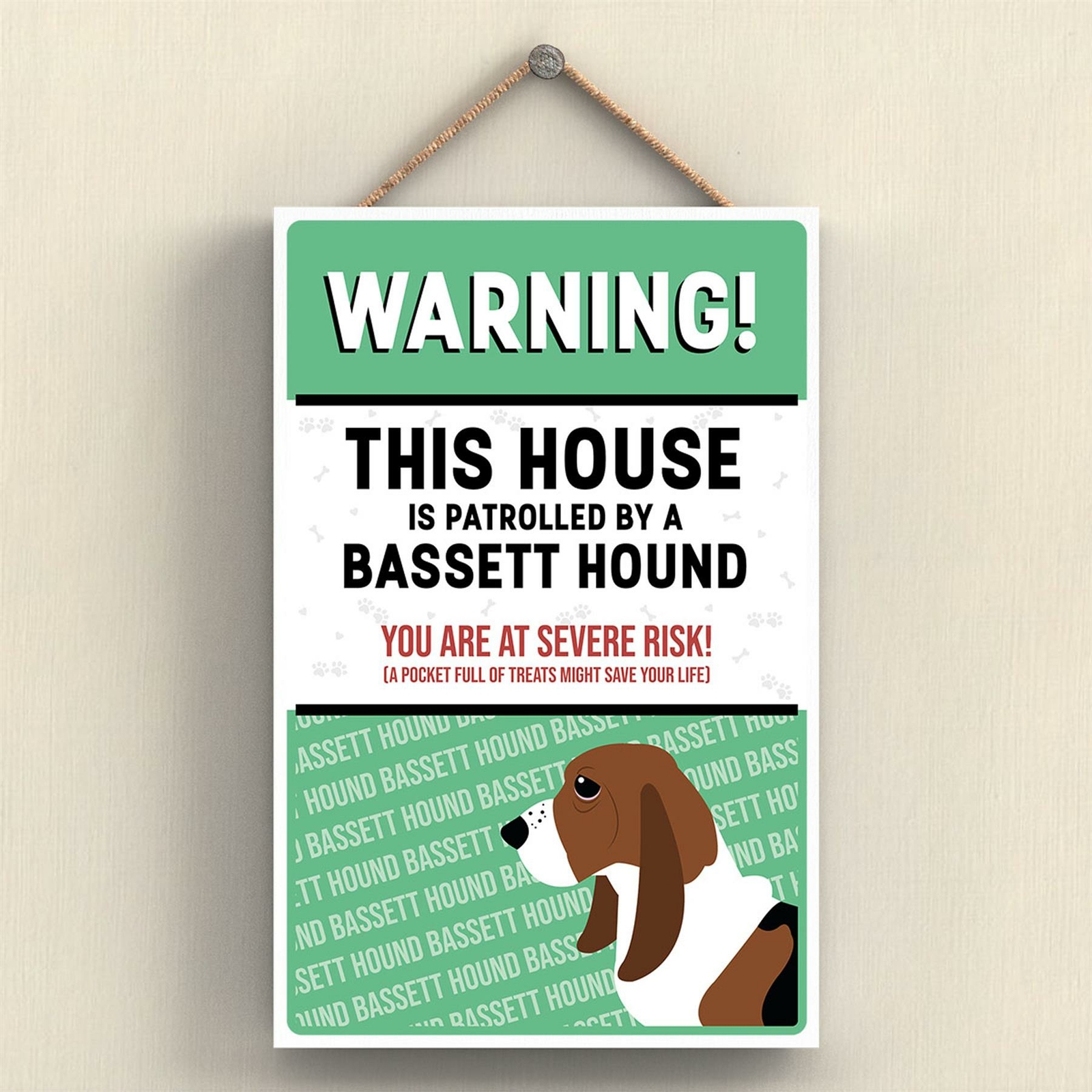 BASSETT HOUND THE WORKS OF K PEARSON DOG BREED ILLUSTRATION WOODEN PLAQUE