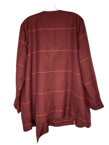 Laurie Felt Zoe Wrap Coat A388895 Fringe Red Plaid Size XL NEW - Picture 5 of 8
