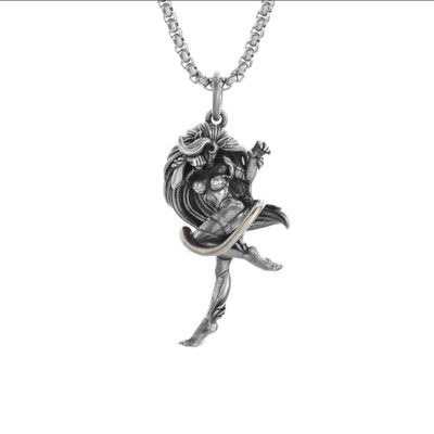 Battle Cat Jewelry Vintage Silver Sexy Goddess Standing Pendant Necklace