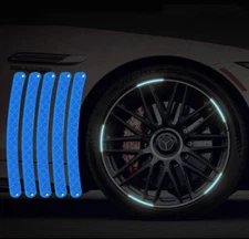 20Pcs Blue Reflective Strip Stickers Wheel Hub Rim Tape Decal Car Accessories