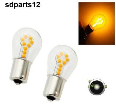 2 Ampoules à LED SMD 12V Orange BAU15S (PY21W) 1156 Feu Clignotant Auto Moto - Photo 1/4