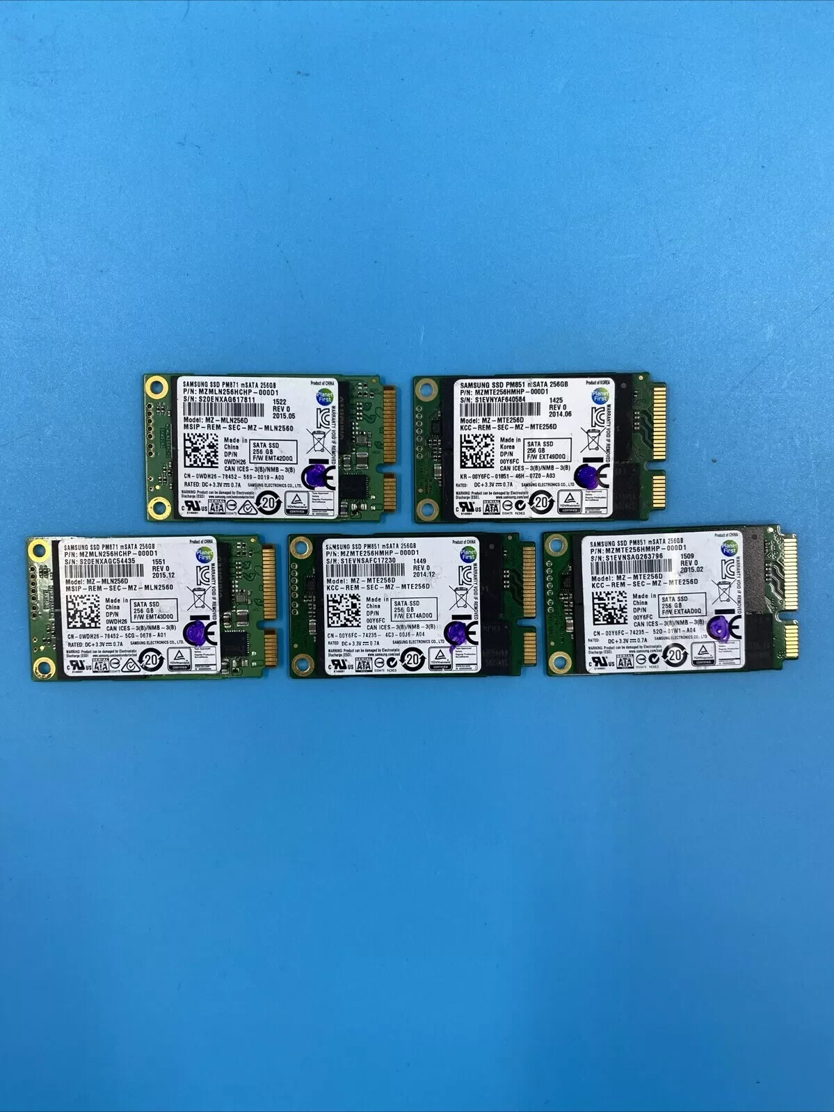 (LOT OF 5) Samsung *MIXED MODELS* 256GB SSD 1.8" mSATA Solid State