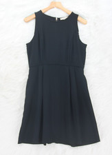 Ann Taylor LOFT Dress Women's Sz 8 Black Sleeveless LBD Shift Back Zip #1478