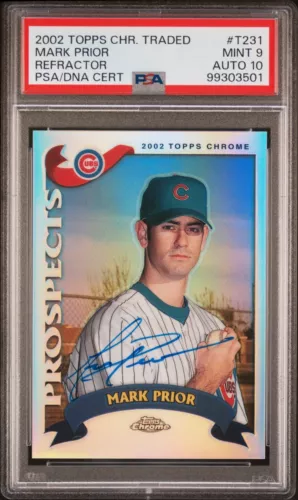 PSA 9 / 10 AUTO MARK PRIOR 2002 TOPPS CHROME REFRACTOR ROOKIE AUTOGRAPH CARD RC